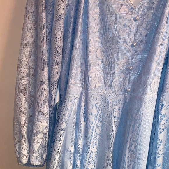 Source Unknown Light Blue Lace Long Sleeve Dress - Picture 4 of 4